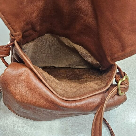 Vintage Victoria Leather Brown Crossbody Tulip Bag Multiple Storage Pockets - Picture 6 of 16